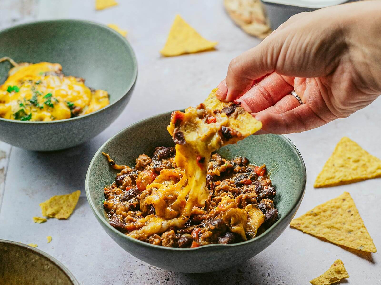 Chili com carne picada e feijão vermelho
