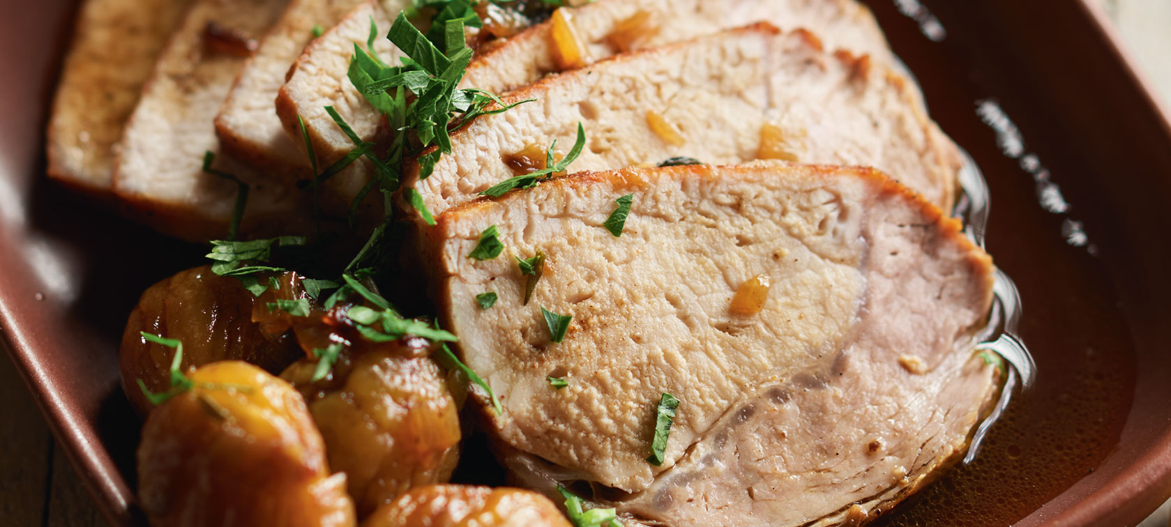 Lombo de Porco Assado com Castanhas